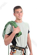 Young man ready to climb