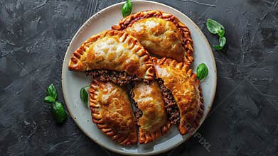 Delicious Homemade Beef Empanadas on a White Plate