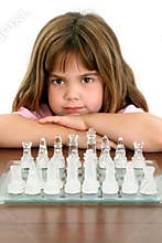 Beautiful Little Girl With Glass Chess Board