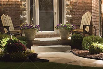 Lighted front porch door