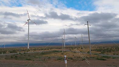 Wind turbines installed in along the road