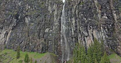 Bird Eye View of a Waterfall in the Dolomite Alps, Italy