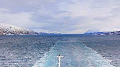 A Ship Approaches Tromso in Northern Norway