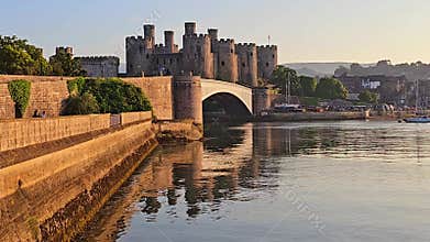 Conwy Castle at sunset, Wales, UK