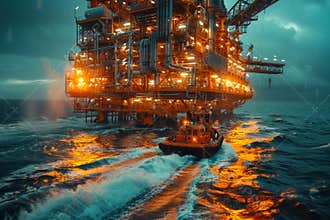 Transporting passengers and cargo from platform to supply boat in offshore oil and gas industry