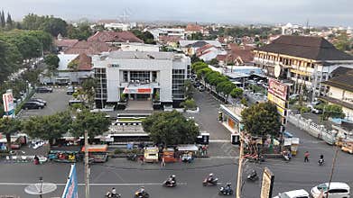 Crowds in downtown Purwokerto