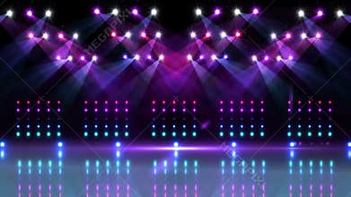 Stage under purple and blue spotlights