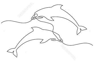 Continuous one line drawing of dolphin minimalist concept design