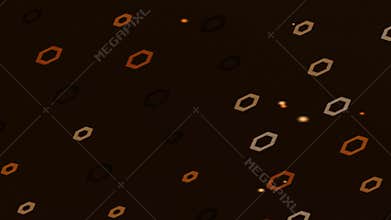 Dark Brown Textured Background with Scattered Orange and Silver Geometric Pattern in Low Light