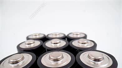 Close up of AA batteries on white background isolated