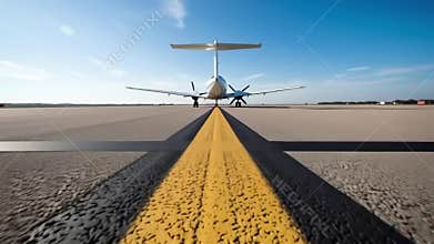 Airplane on runway preparing for takeoff or landing