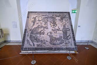 Ancient Roman mosaics from Pompeii and Herculaneum in the National Archaeological Museum in Naples, Italy