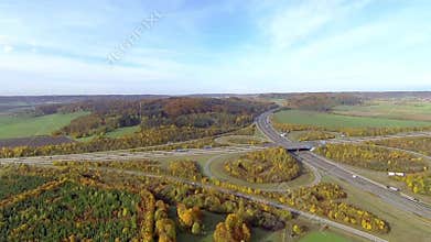 Aerial view of highway junction