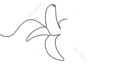 Minimalist banana continuous line drawing icon loop animation