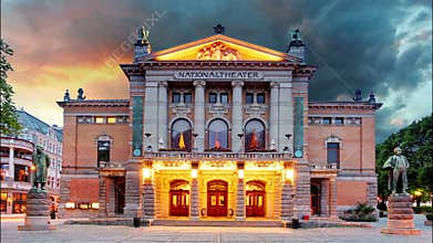 Oslo national theatre, Norway - Time lapse