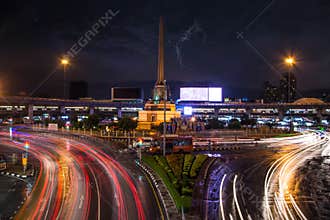 Bangkokcity after the rain at landmark monument