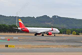 A plane arriving at Barajas Airport, Madrid, Spain 01 12 2026