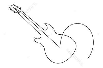 Music instrument icon continuous outline drawing simple style hobby