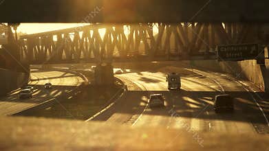 Freeway Traffic at Sunset