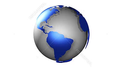 Globe Blue Chrome On White
