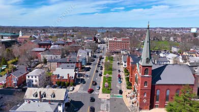 Salem city center aerial view, MA, USA