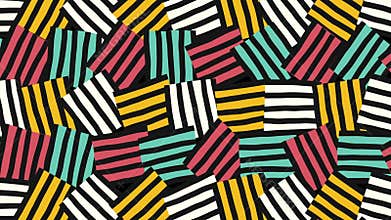 Abstract Hand-Drawn Striped Blocks Seamless Loop Animation. Motion Background.