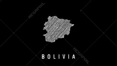 Bolivia scribble map animation on black background