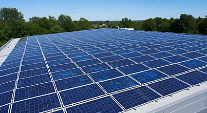 Roof with solar panels on top for renewable energy generation