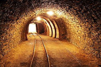 Underground mine tunnel, mining industry