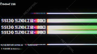 Abstract Digital Glitch Effect with Corrupted Data and Horizontal Lines on a Black Screen