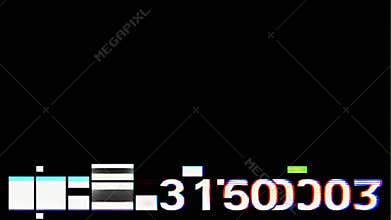 Abstract Digital Glitch Effect with White Numbers on Black Background, Corrupted Data and Pixels