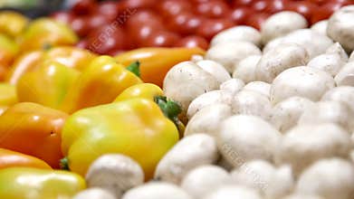 Variety of fresh fruits and vegetables for a healthy diet. Food close-up. Organic, natural fruits and vegetables, vegetarianism.