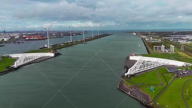 The Maeslantkering, or Maeslant barrier, is a storm barrier in the Rhine Delta in the Netherlands for flood protection