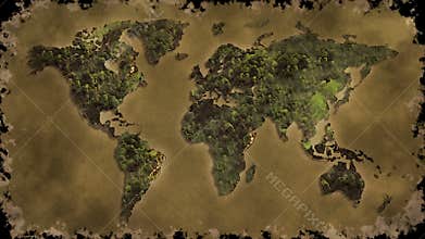Vintage world map burn