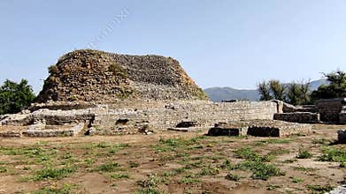 Panoramic view of Dharmarajika Stupa and ruins in Taxila Pakistan