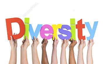Diverse Hands Holding The Word Diversity