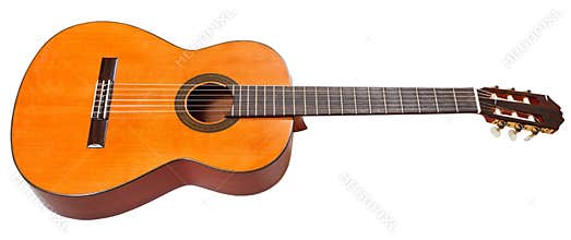 Classical acoustic guitar isolated on white