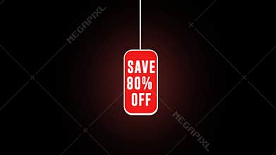 Flash Sale Save 80% Off Discount Tag Animation – Red Mega Sale Banner Motion Graphic