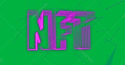 Animation of pink nft text on transparent background