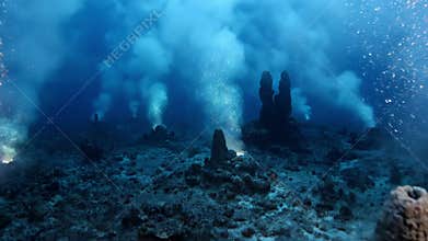 Explore underwater geysers that create a magical display of bubbles and sparkling beauty in the ocean depths Generative AI