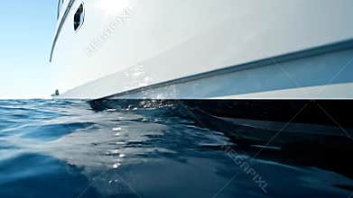 Luxury Yacht Cruising on the Mediterranean Sea at Daytime