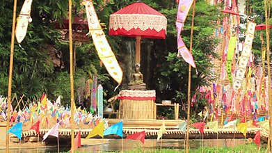 Traditional hanging flag at the temple