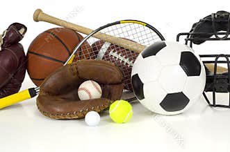 Sports Equipment on White