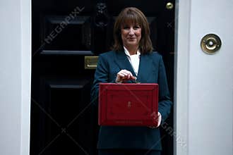 Rachel Reeves poses with the red Budget Box.