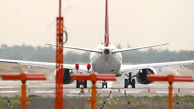 Airplane accelerating for takeoff