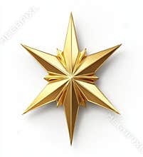 An illustration of a gold, eight-pointed Christmas star in silver.