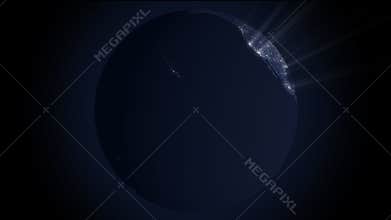 Rotating Globe at Night with Ray of Lights (Loop)