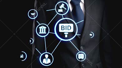 Online auction concept for digital bidding and sales Spire