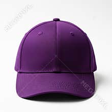 A Plain Purple Baseball Cap Front View Isolated on White