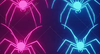 Neon Spider Web Pattern with Pink and Blue Glow